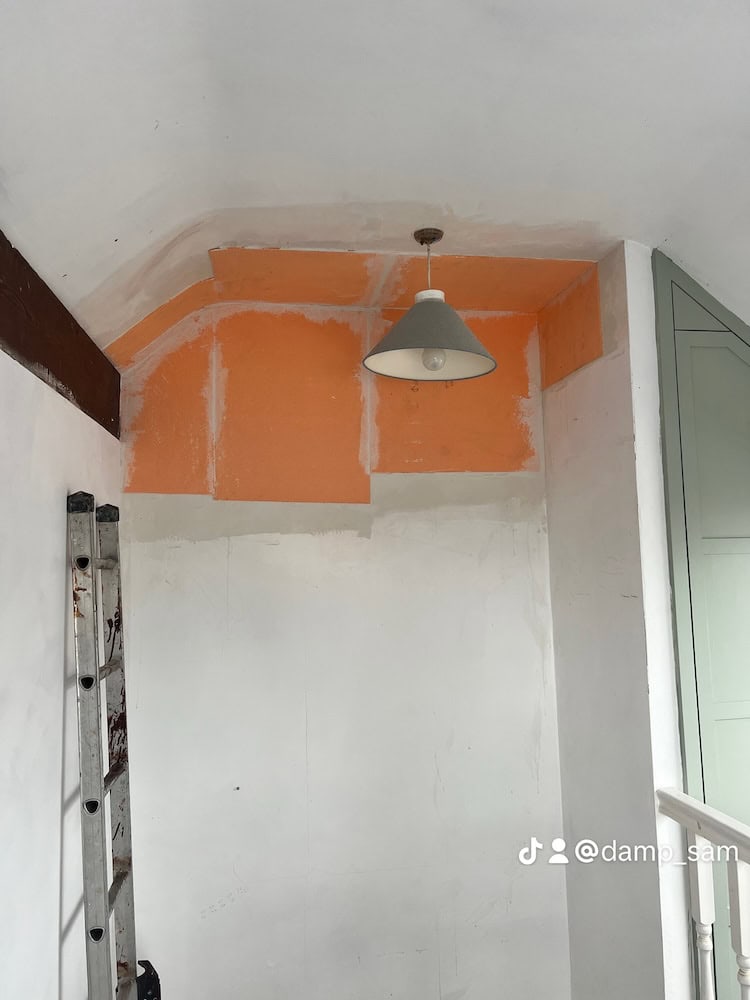 isolating sulphate salts on a staircase wall in harrogate 2