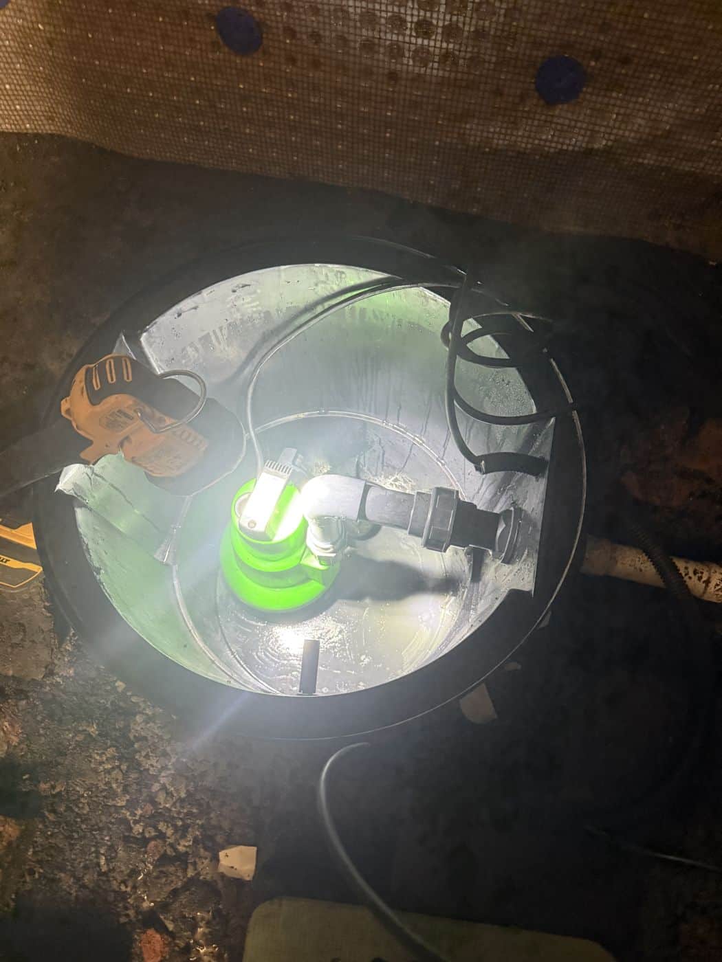 New sump chamber and pump installed at correct depth