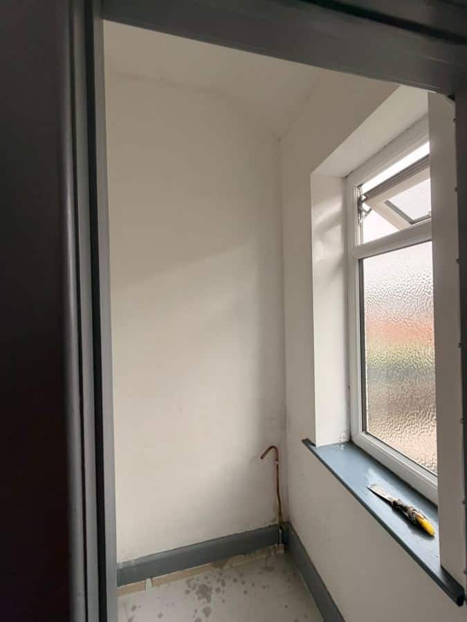 Mould treated with a fungicidal wash and the walls cleaned down